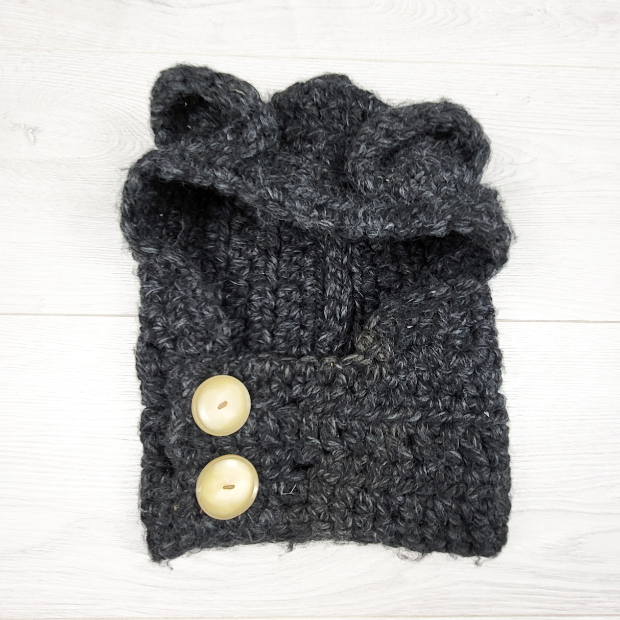 Chunky bear ear cowl hood. One size fits all