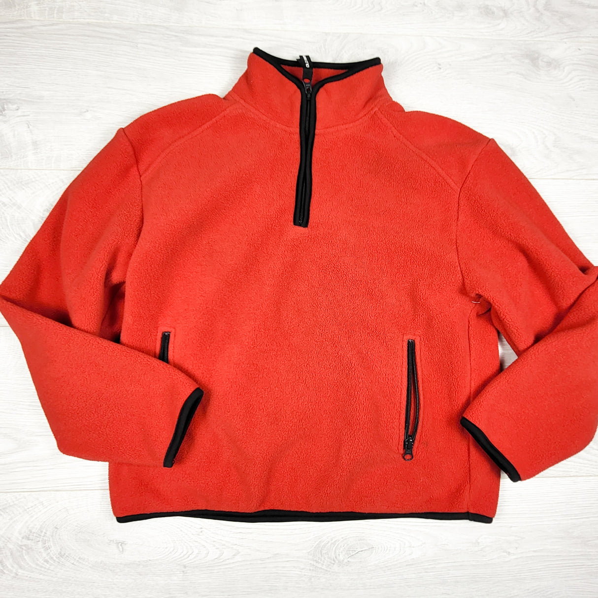 Old Navy red quarter zip fleece pullover (thicker weight). Size 10/12