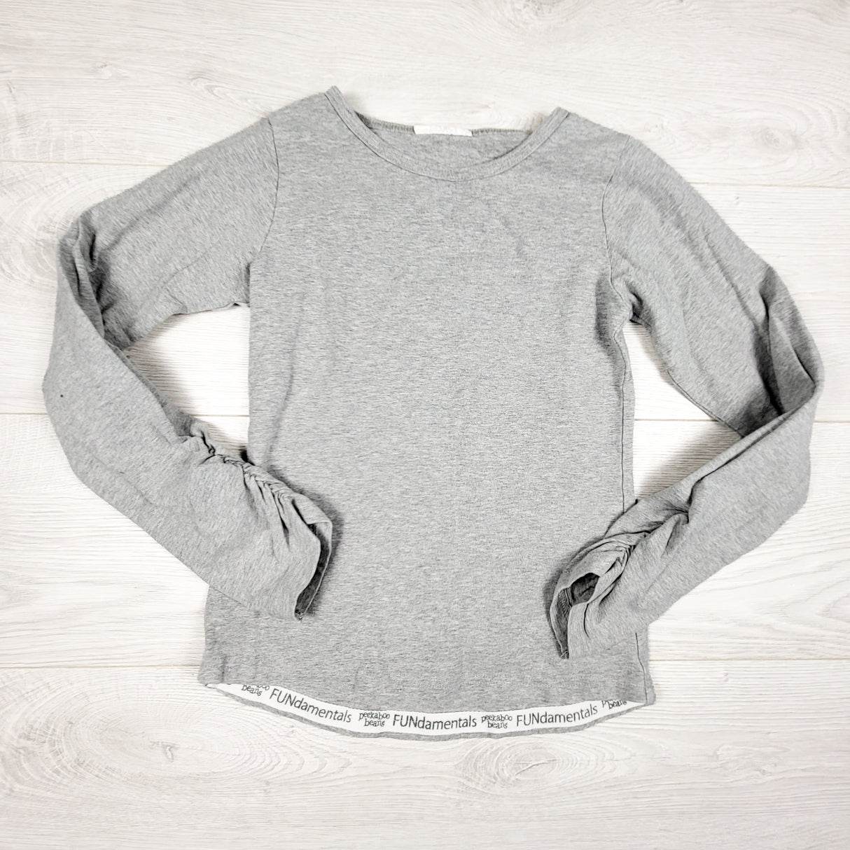 Peekaboo Beans grey cowl neck dress with kangaroo pocket. Size 7