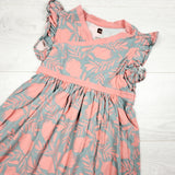 Tea Collection pink and grey floral print dress. Size 7