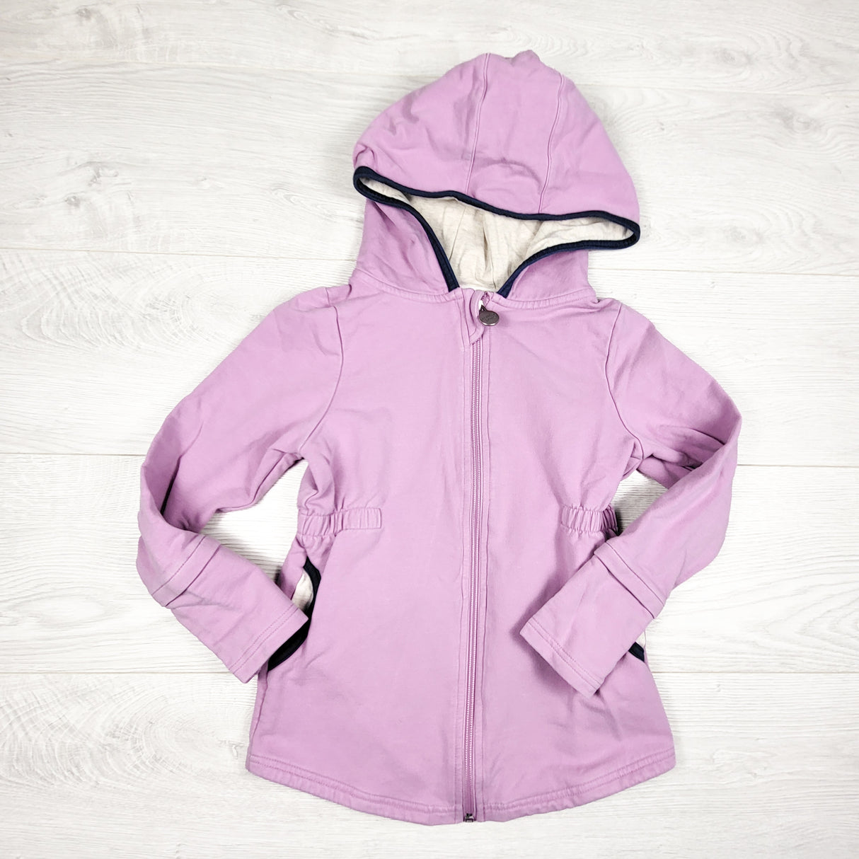 Peekaboo Beans purple zip up hoodie. Size 7