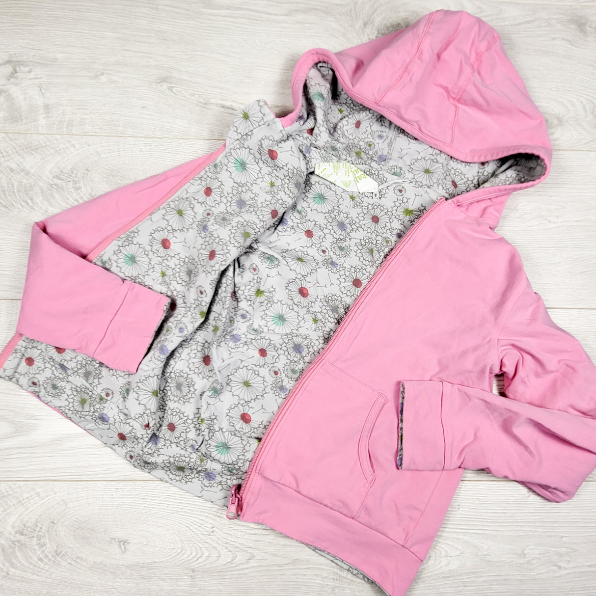 Peekaboo Beans reversible zip up hoodie. Size 7
