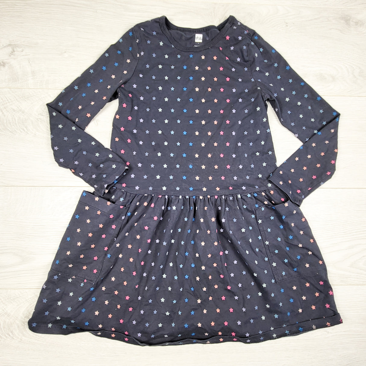 Tea Collection blue-grey dress with stars. Size 7