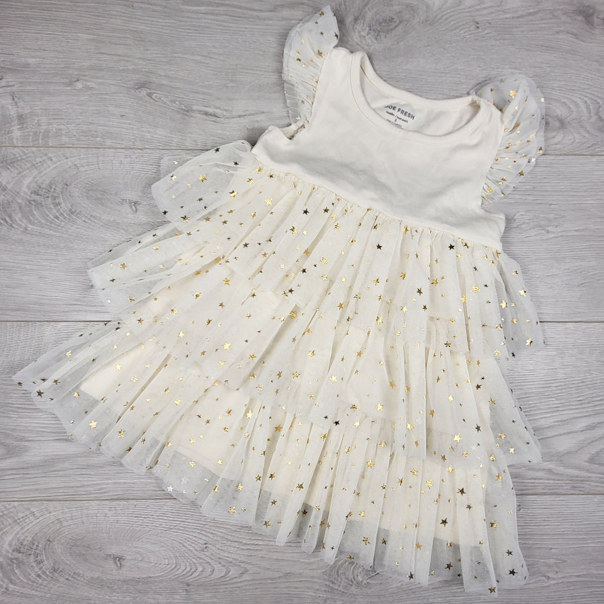 Joe cream coloured tulle dress with stars. Size 3T