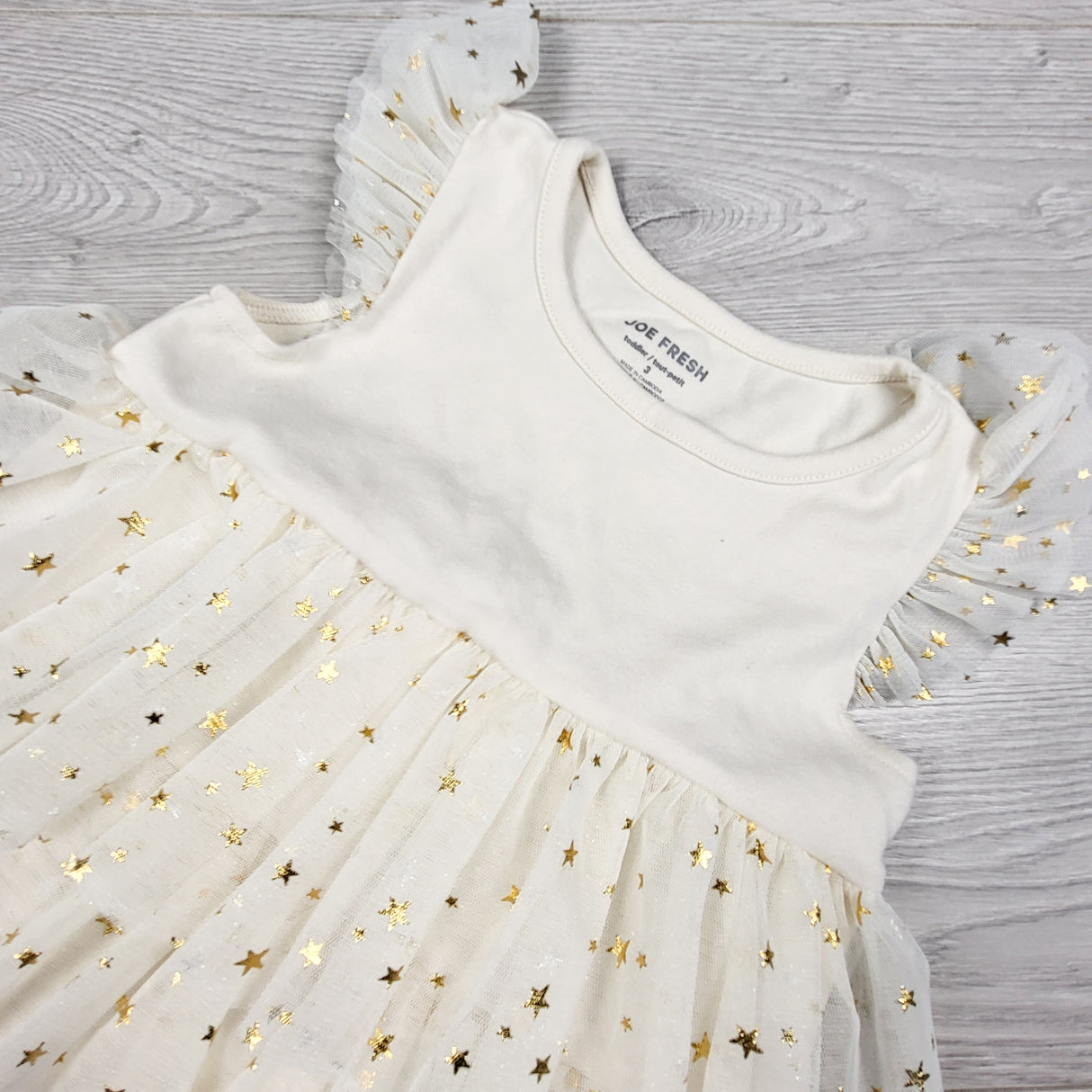 Joe cream coloured tulle dress with stars. Size 3T
