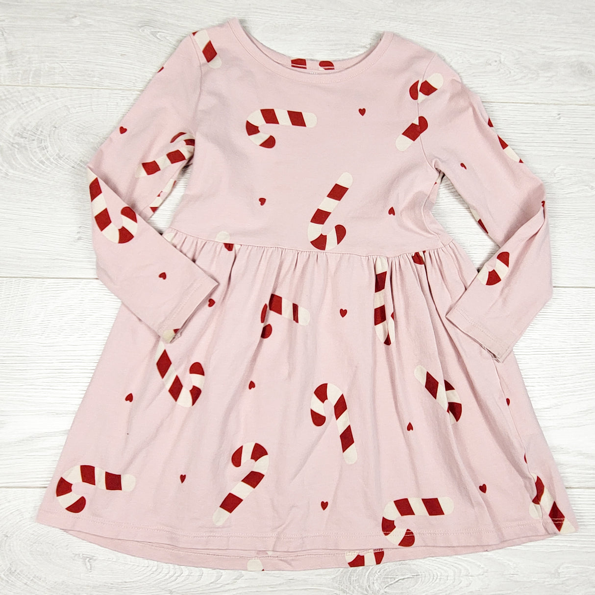 H and M pink candy cane print dress. Size 2-4T