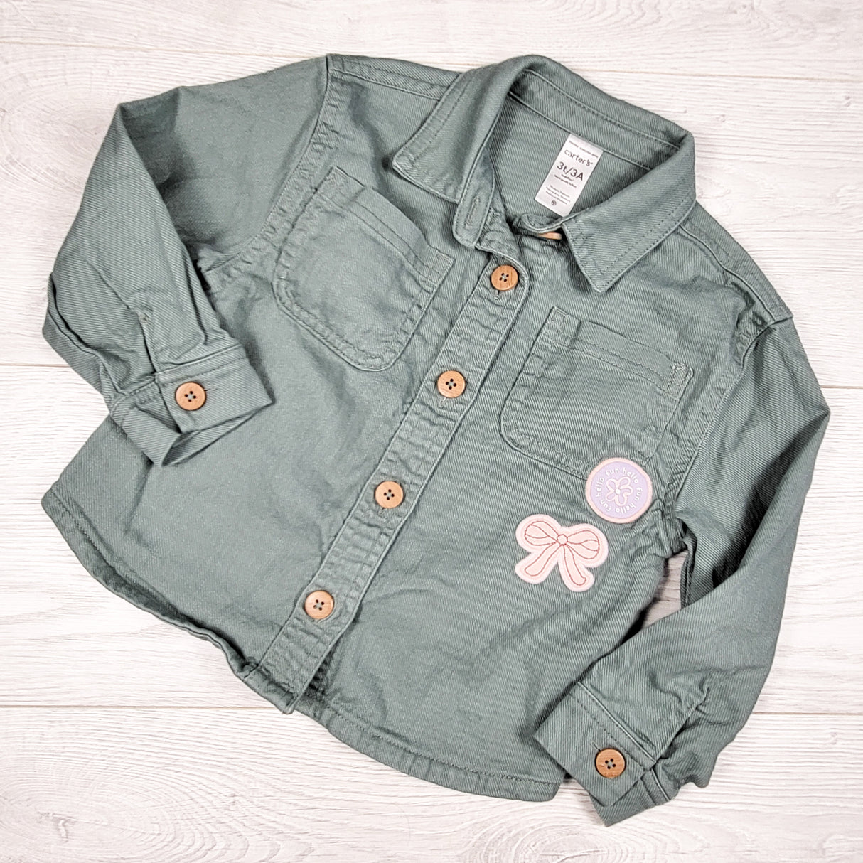 Carters green twill overshirt. Size 3T