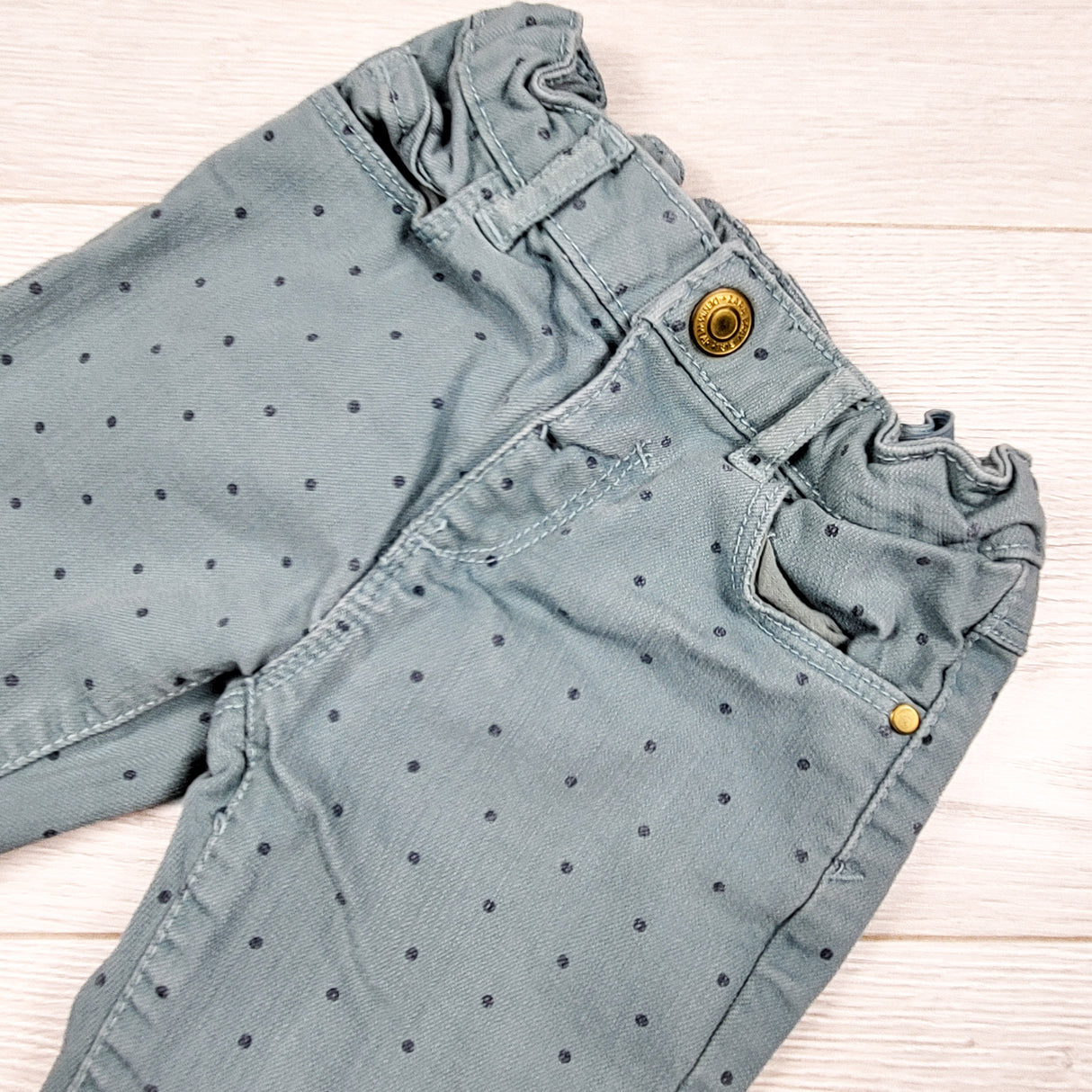 Zara aqua polka dot jeans. Size 18-24 months