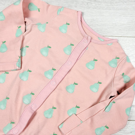 F and F pink pear print sleeper. Size 6-9 months