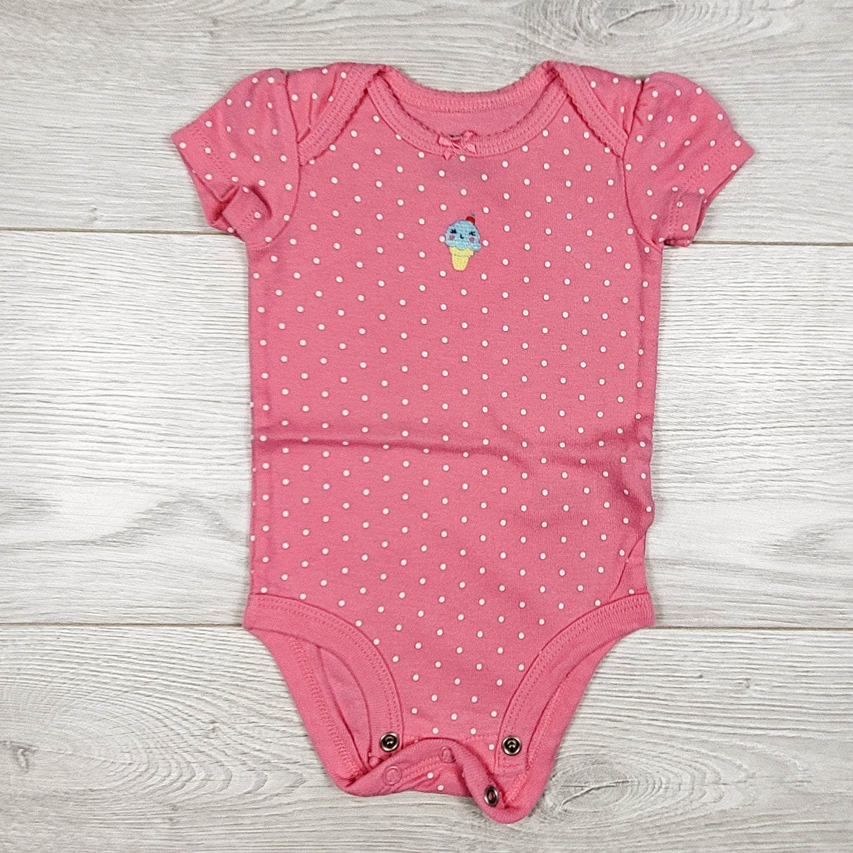 Carters pink polka dot bodysuit with ice cream cone. Size 3 months