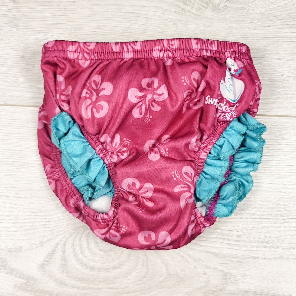 Aqua Leisure pink floral print reusable swim diaper. Size 6 months