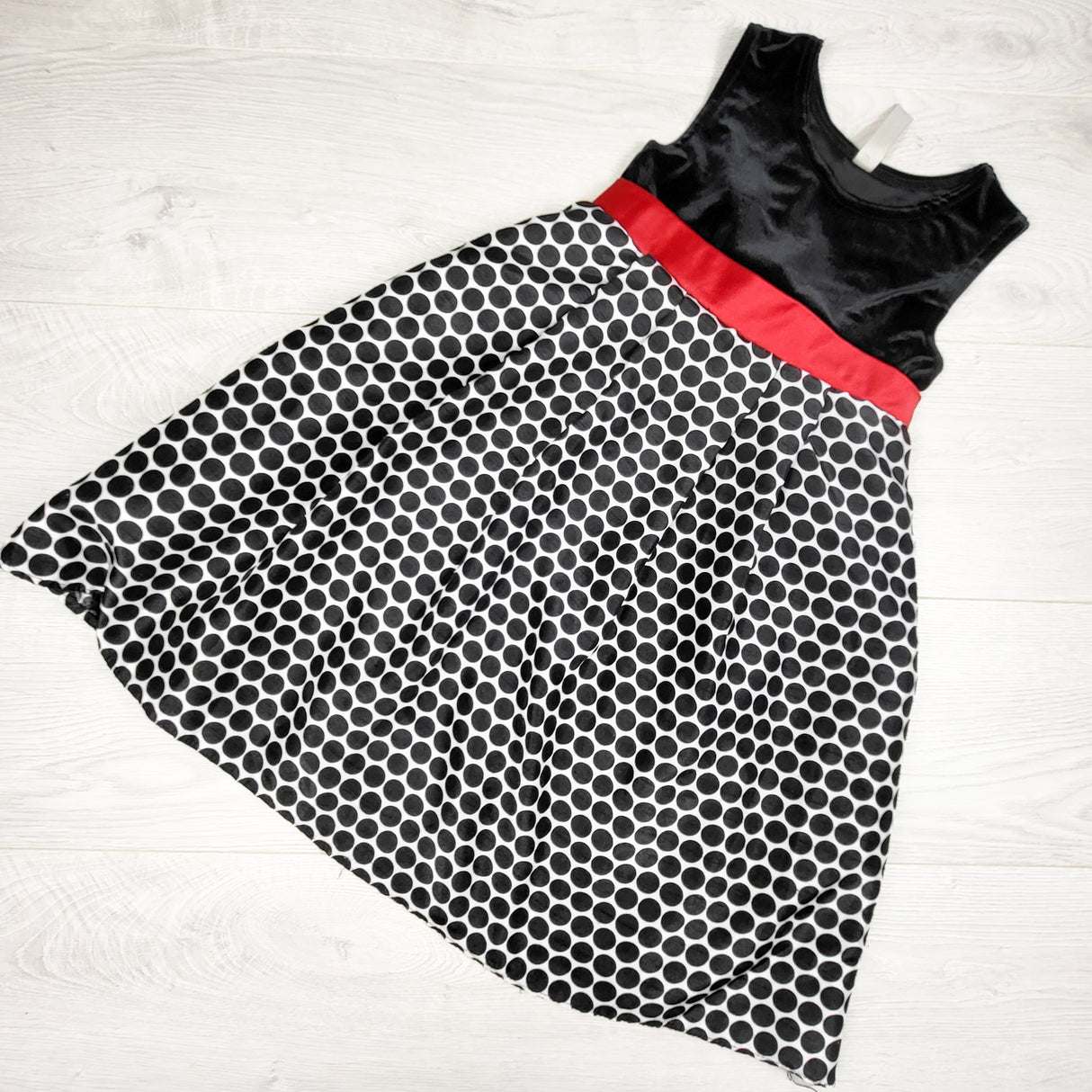 Cherokee black polka dot special occasion dress. Size 6
