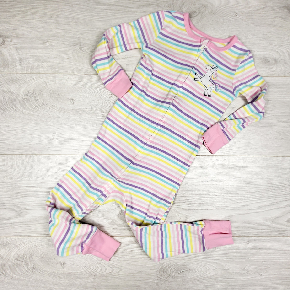 Kids Headquarters striped zippered sleeper. Size 3T