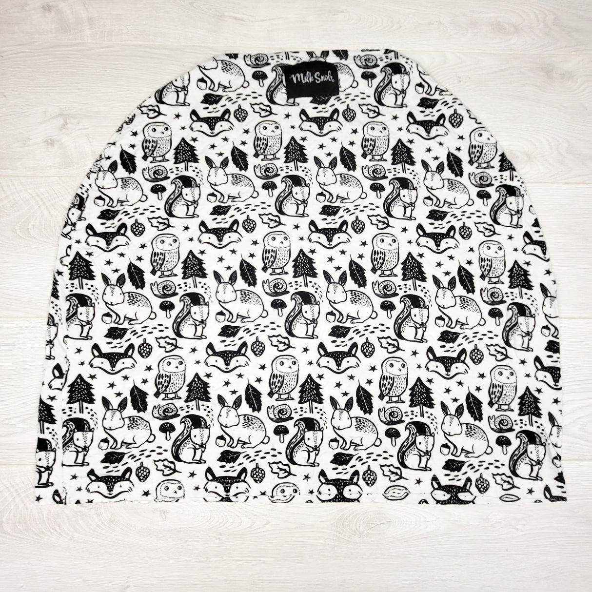 Milk Snob multi-use cover with woodland animals