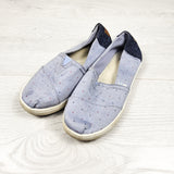 Toms blue patterned slip-on shoes. Youth size 1