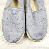 Toms blue patterned slip-on shoes. Youth size 1