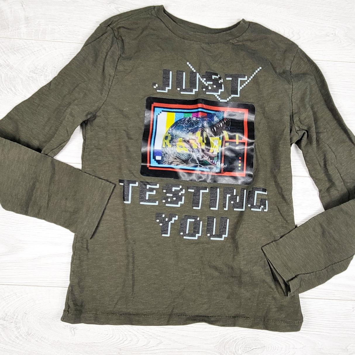 Gap green "Just Testing You" long sleeve shirt. Size medium (8)