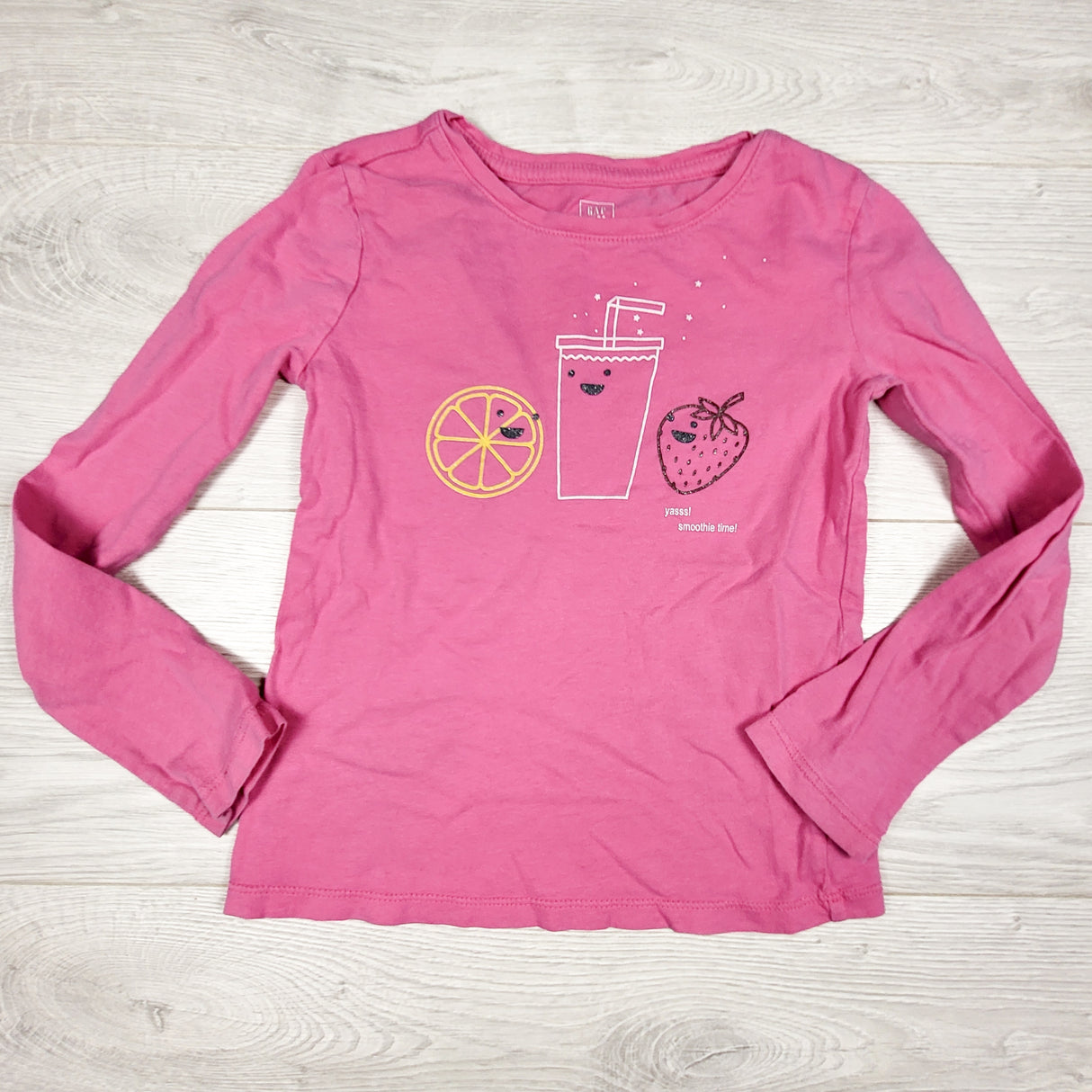 Gap pink long sleeve lemonade top. Size 6/7