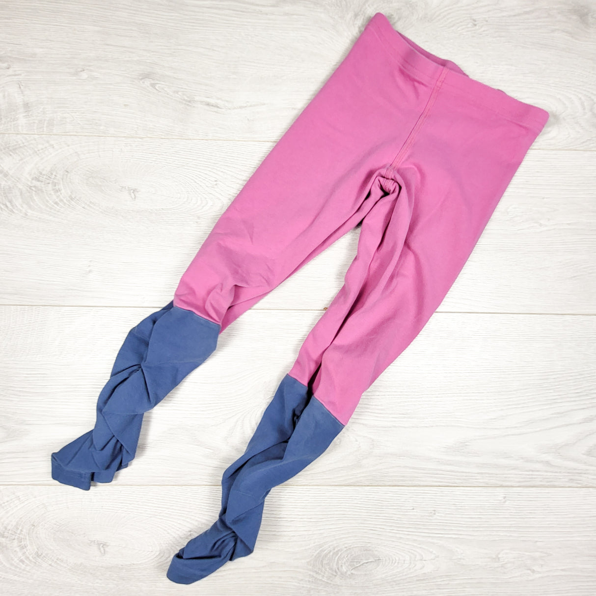 Peekaboo Beans pink and blue ruched leggings. Size 7