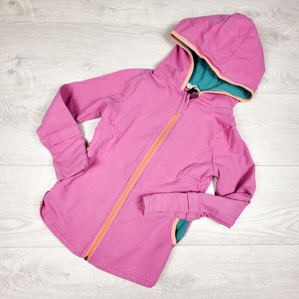 Peekaboo Beans pink zip up hoodie. Size 7 - AS IS