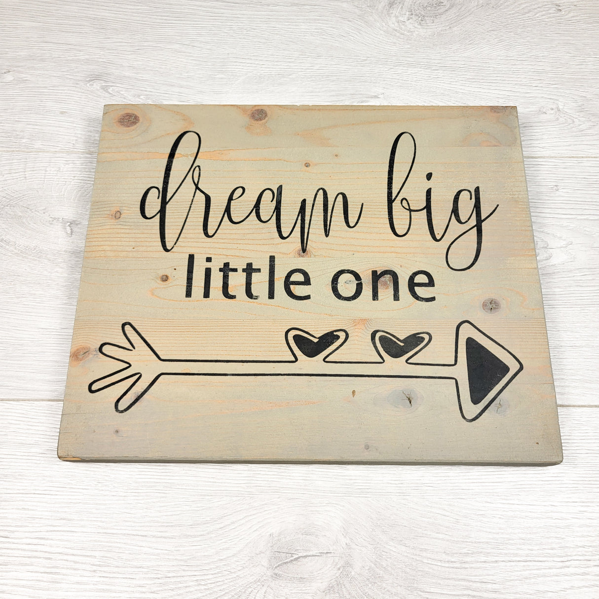 Anchored by Arlene handmade wooden "Dream Big Little One" nursery sign (sorry, no shipping)