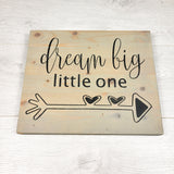 Anchored by Arlene handmade wooden "Dream Big Little One" nursery sign (sorry, no shipping)