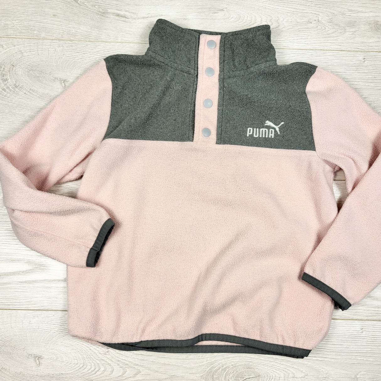 Puma pink and grey fleece pullover. Size 6