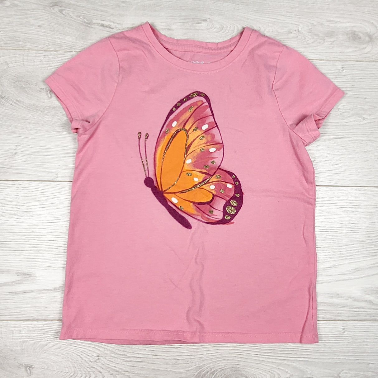 Cat and Jack pink butterfly t-shirt. Size 6/7