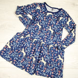 Tea Collection blue patterned dress with unicorns. Size 6
