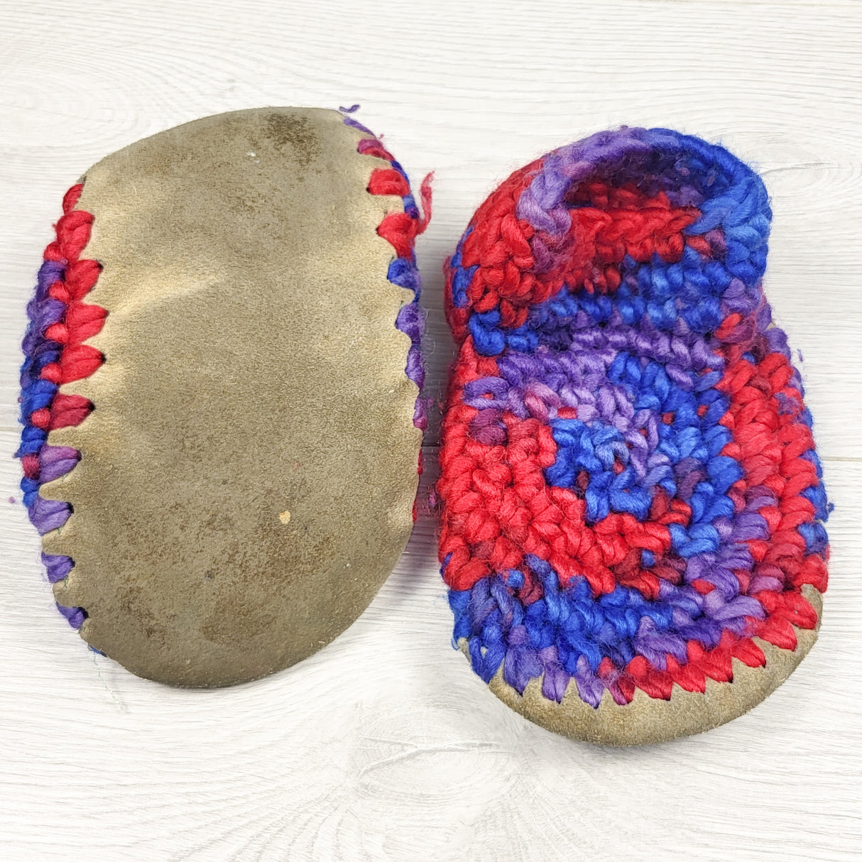 Padraig blue and red sheepskin slipper. Approx size 11