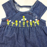 Samara Y2K era denim dress with floral embroidery. Size 3-6 months