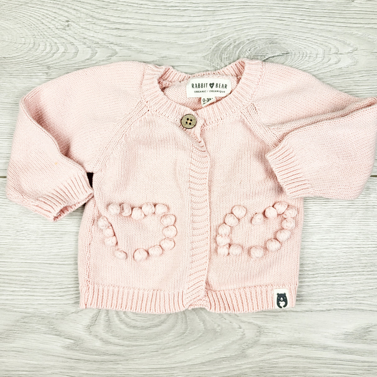 Rabbit + Bear pink sweater. Size 0-3 months