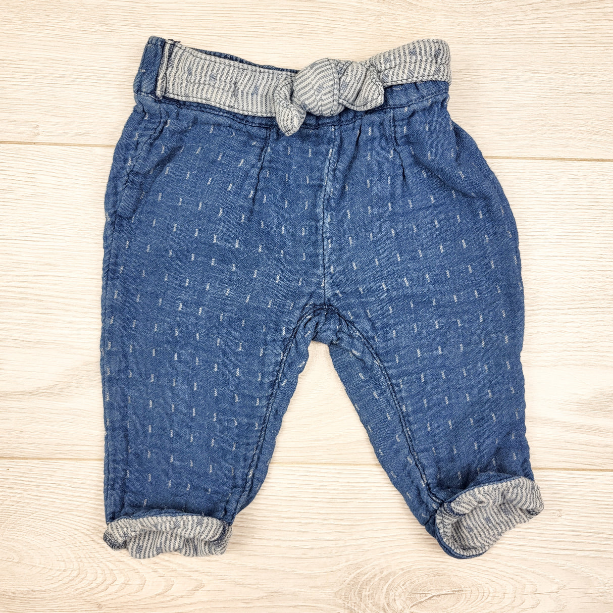 Cat and Jack blue knit denim look pants. Size 0-3 months