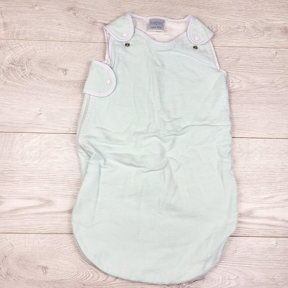 Kushies mint flannel sleep sack. Size 0-3 months