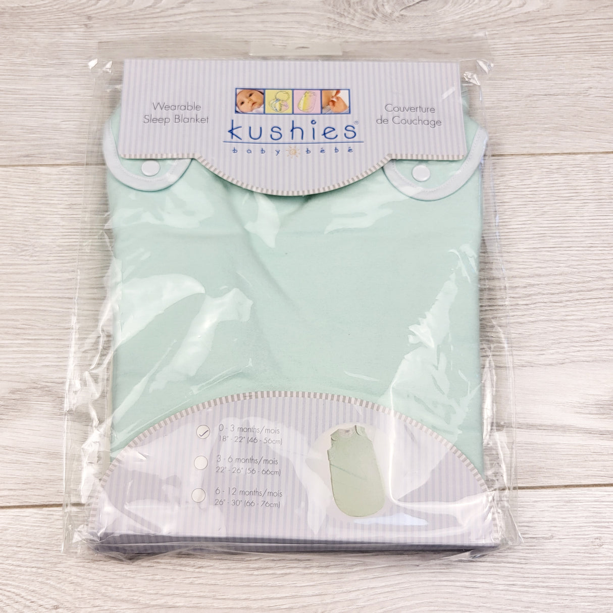 NEW - Kushies mint flannel sleep sack. Size 0-3 months