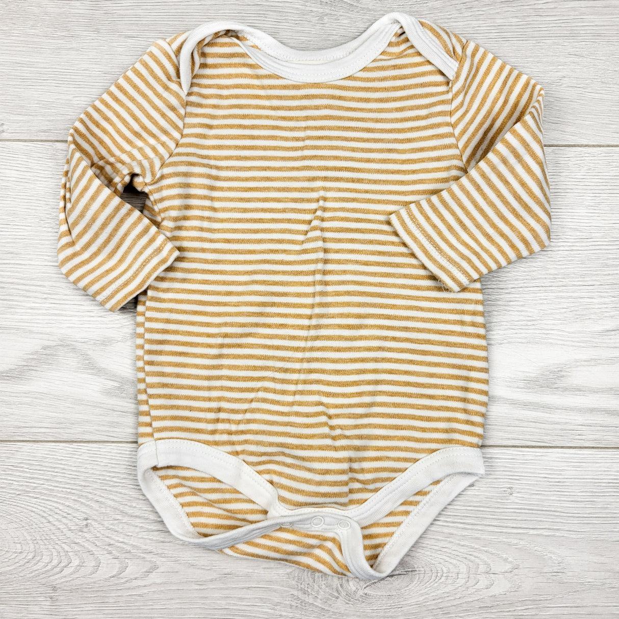 Rabbit + Bear yellow striped bodysuit. Size 6-9 months