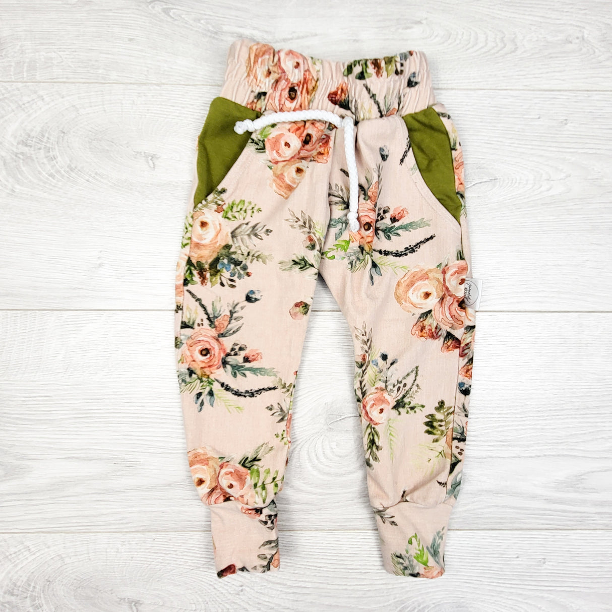 Teddy Little Apparel floral print pants. Size 12-18 months