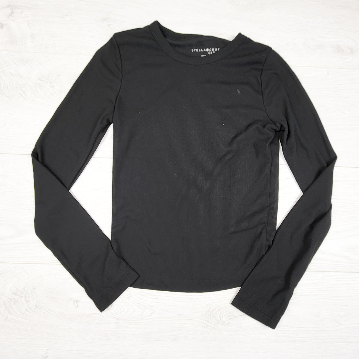Stella Cruz black ribbed long sleeve top. Size 12