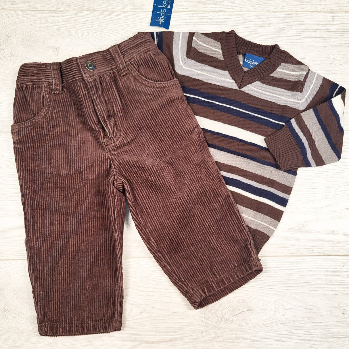 NEW - Kids Korner brown 2pc sweater set. Size 6 months