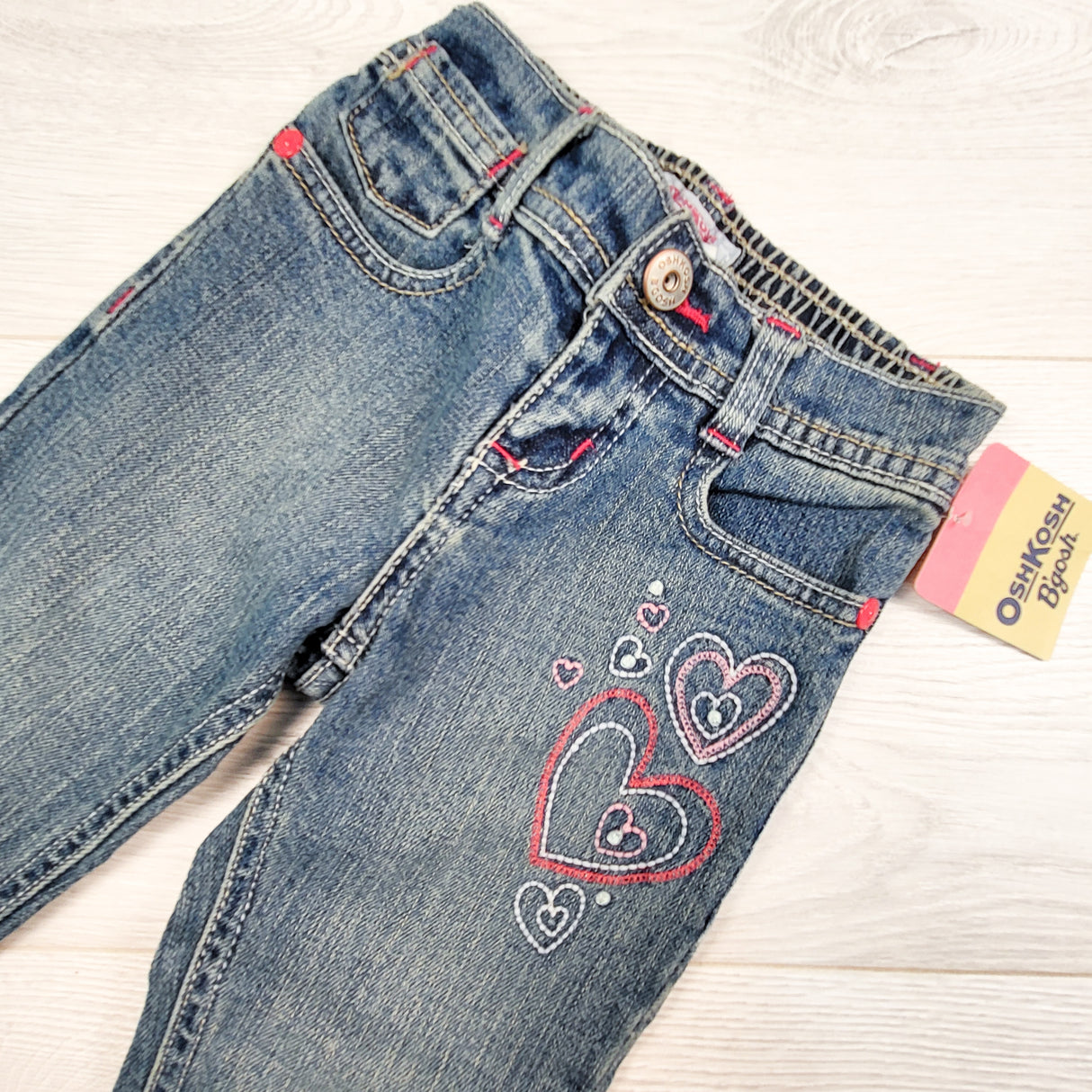 NEW - Oshkosh skinny jeans with embroidered hearts. Size 2T