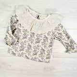 Cutey 'n Coolty floral print floral blouse with oversized collar. Size 12-18 months