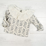 Cutey 'n Coolty floral print floral blouse with oversized collar. Size 12-18 months