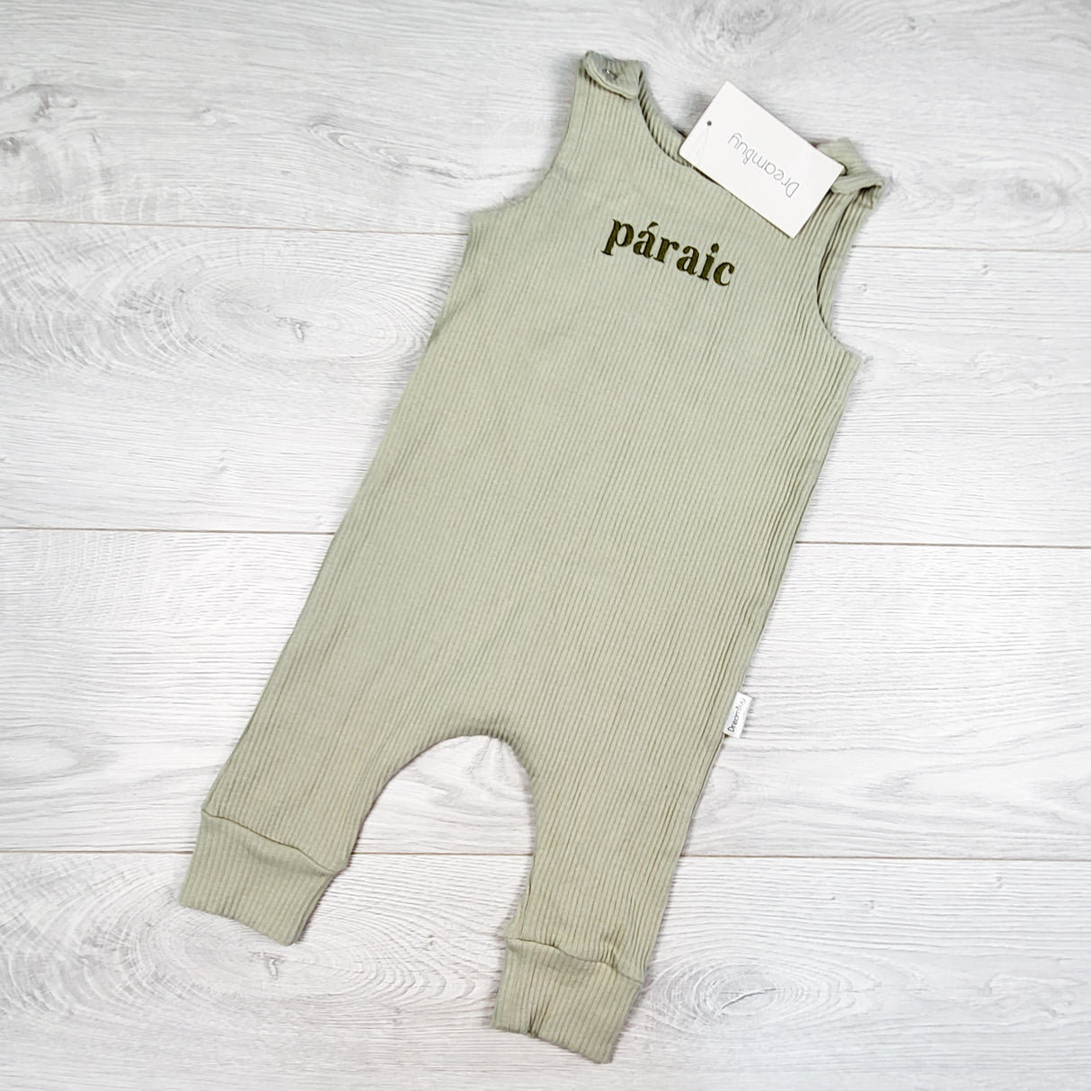 NEW - DreamBuy green ribbed romper. Size 6-12 months