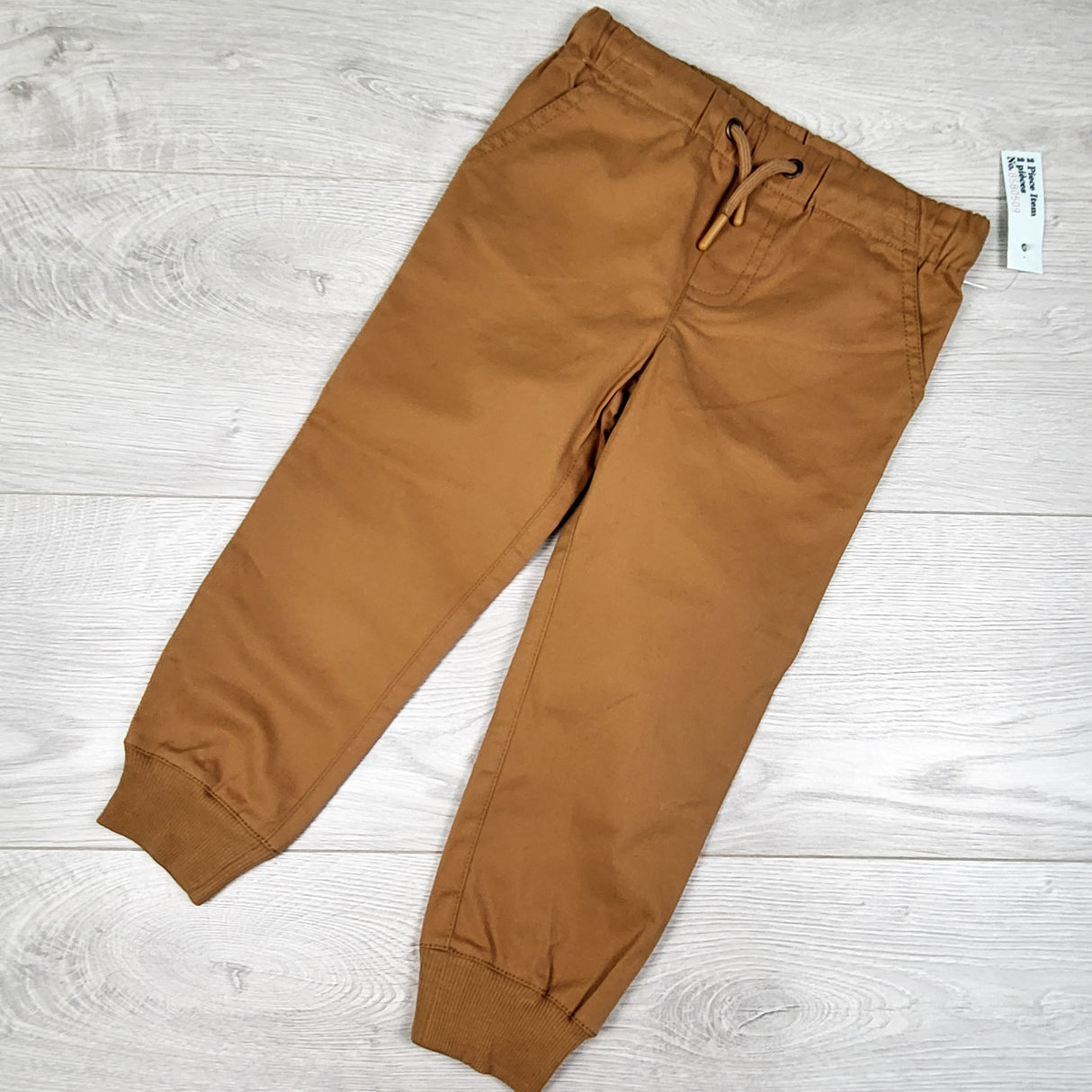 NEW - Tan drawstring twill joggers. Size 3T