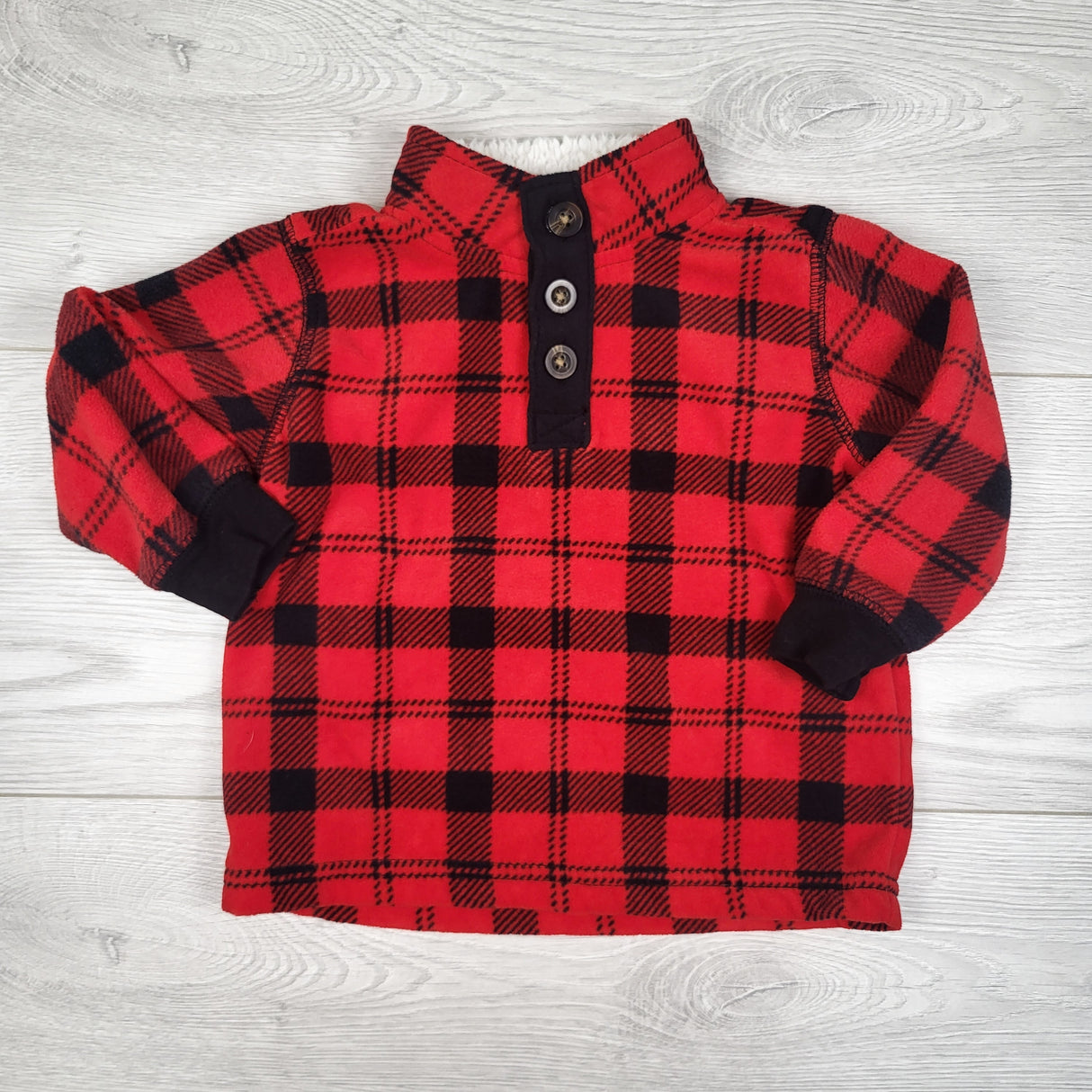 Carters red plaid pullover fleece jacket. Size 9 months