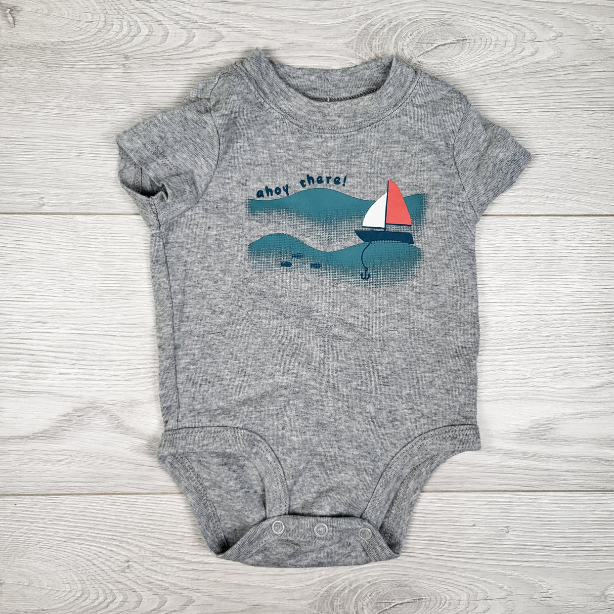 Child of Mine grey "Ahoy There" bodysuit. Size 0-3 months