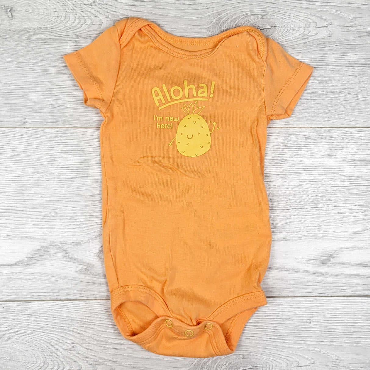 Joe orange "Aloha, I'm New Here" bodysuit. Size 0-3 months