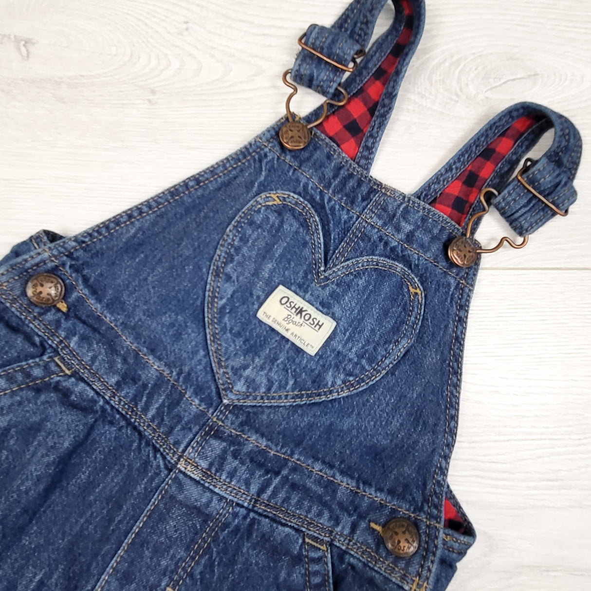 Oshkosh jersey lined denim overalls with heart pocket. Size 2T