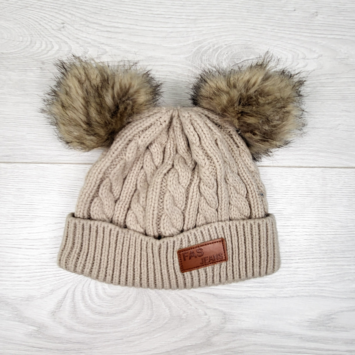 FAS Jeans double pom pom toque. Seems toddler sized