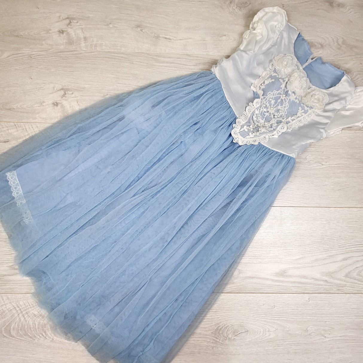 Blue and white princess dress. Approx size 5/6